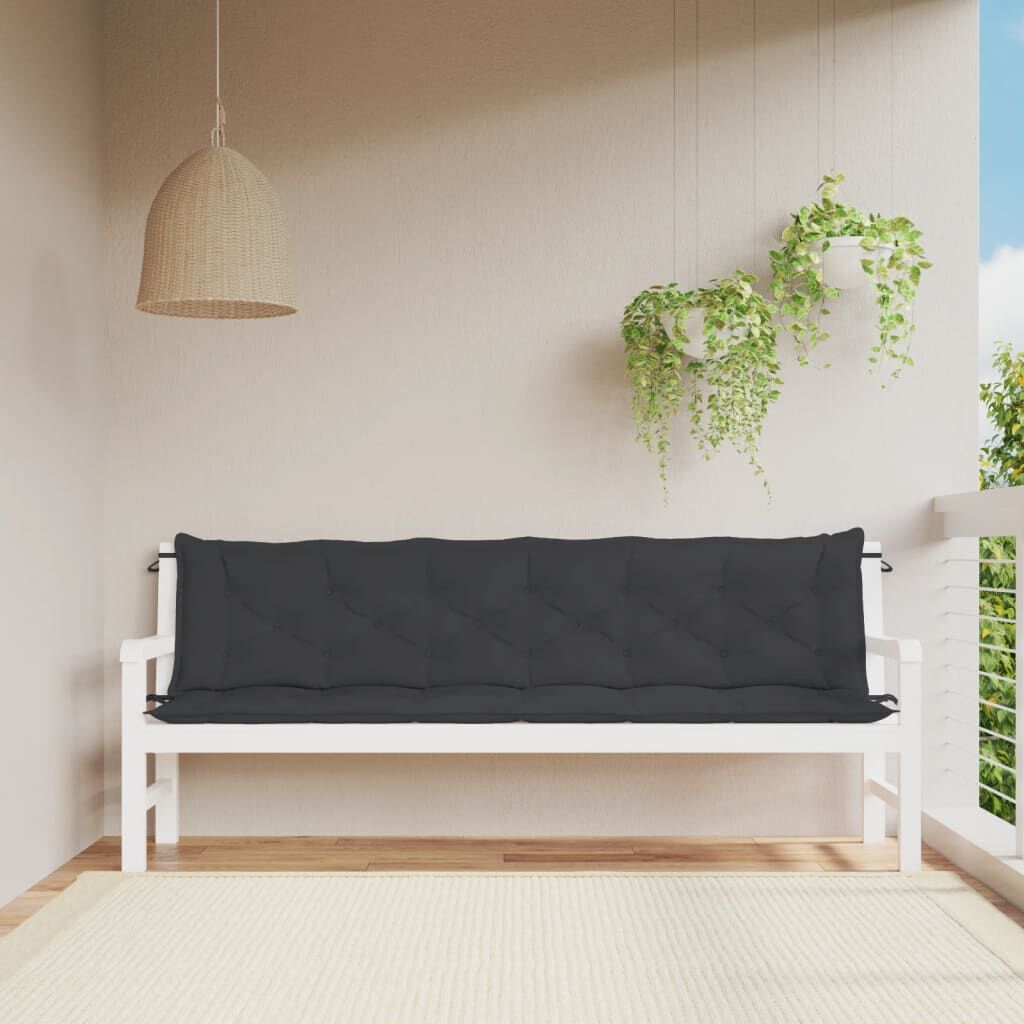 Garden Bench Cushions 2pcs Black 200x50x7cm Oxford Fabric Garden Bench Cushions 2pcs Black 200x50x7cm Oxford Fabric