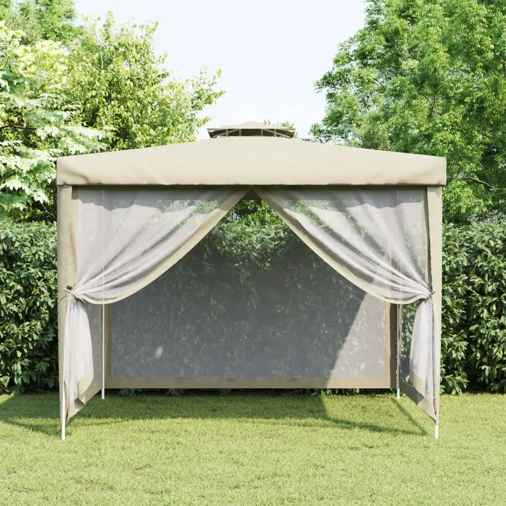 Gazebo with Double Roof Cream 3x3x2.68 m Fabric Gazebo with Double Roof Cream 3x3x2.68 m Fabric