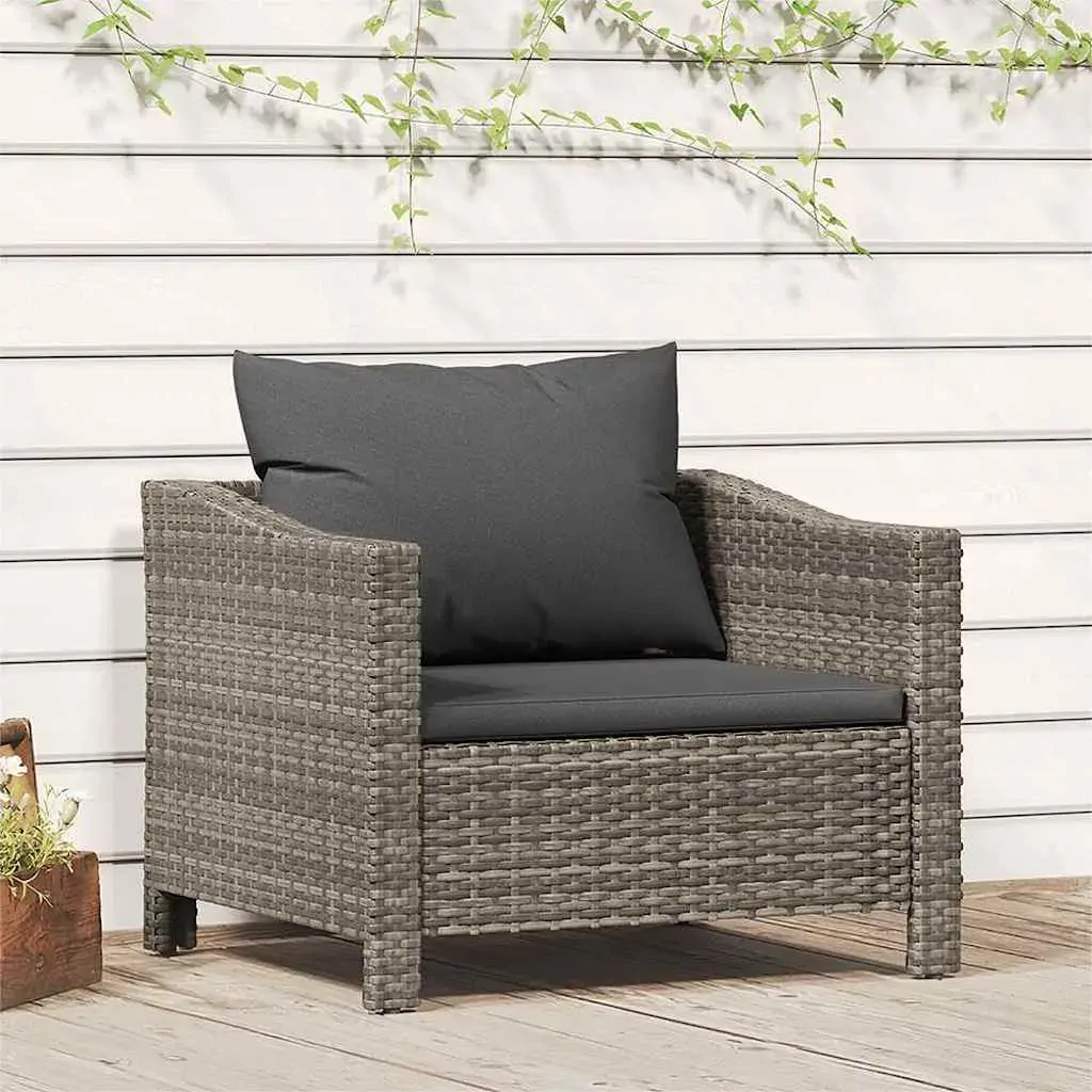 Garden Armchair with Cushion Grey Poly Rattan Garden Armchair with Cushion Grey Poly Rattan
