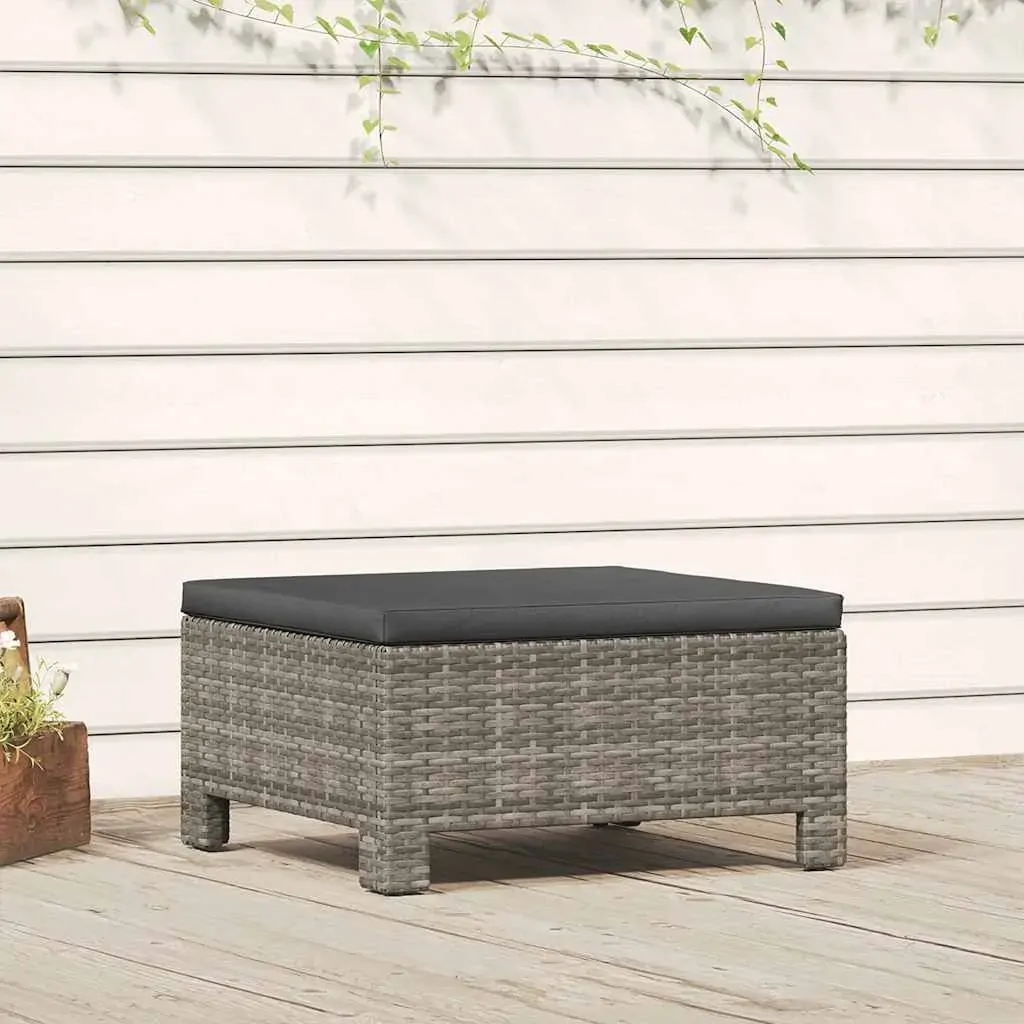Garden Footrest with Cushion Grey Poly Rattan Garden Footrest with Cushion Grey Poly Rattan