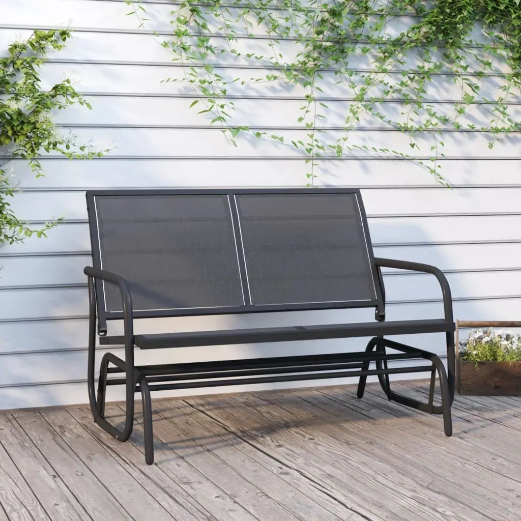 Garden Glider Bench Black 120.5x76x86.5 cm Textilene&Steel Garden Glider Bench Black 120.5x76x86.5 cm Textilene&Steel