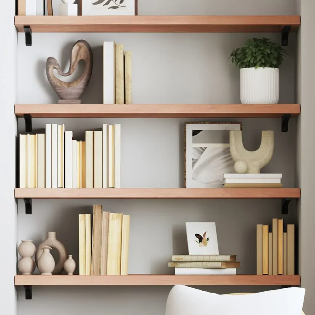 Wall Shelf Light Brown 80x30x(2-4) cm Treated Solid Wood Oak Wall Shelf Light Brown 80x30x(2-4) cm Treated Solid Wood Oak