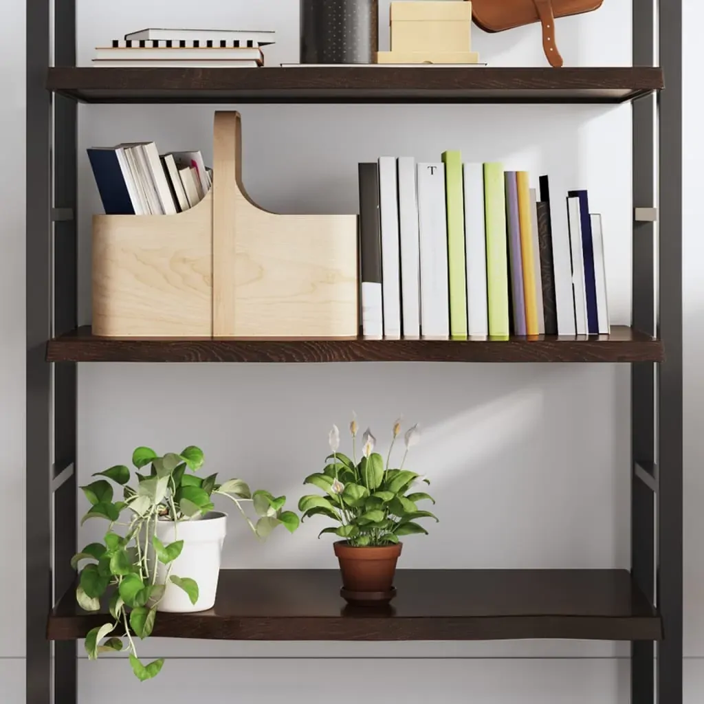 Wall Shelf Dark Brown 100x40x(2-4) cm Treated Solid Wood Oak Wall Shelf Dark Brown 100x40x(2-4) cm Treated Solid Wood Oak