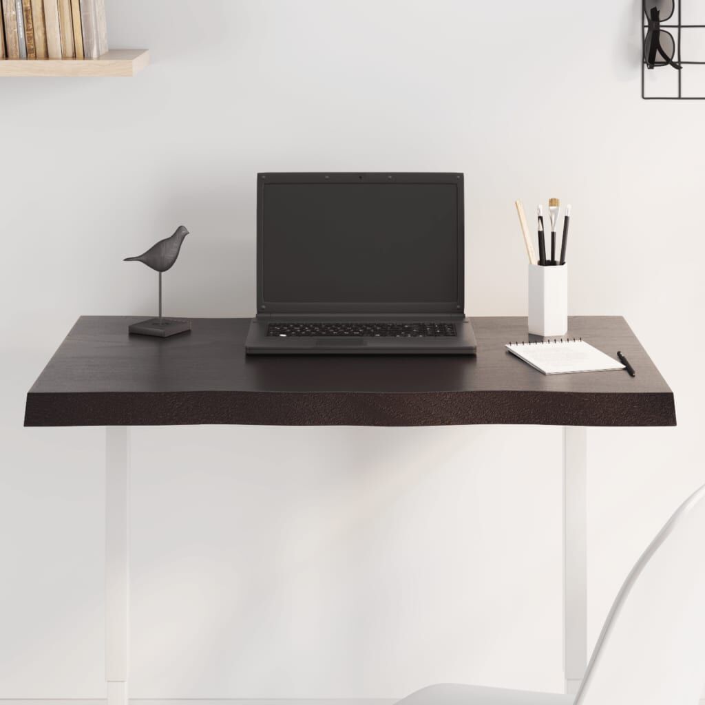Table Top Dark Brown 80x40x(2-4) cm Treated Solid Wood Live Edge Table Top Dark Brown 80x40x(2-4) cm Treated Solid Wood Live Edge
