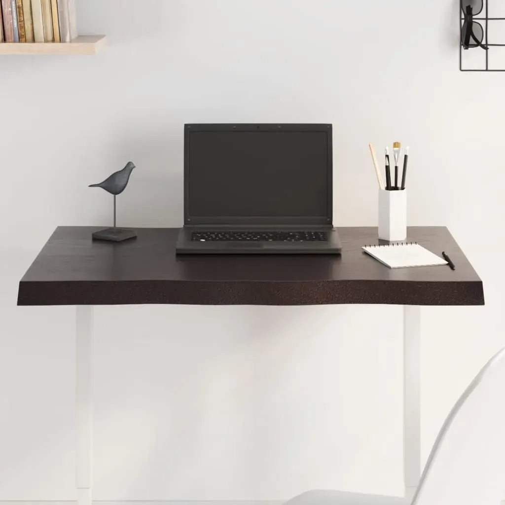 Table Top Dark Brown 80x60x(2-4) cm Treated Solid Wood Live Edge Table Top Dark Brown 80x60x(2-4) cm Treated Solid Wood Live Edge