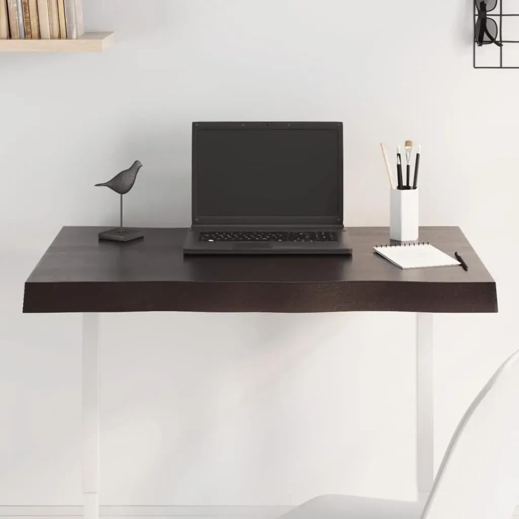 Table Top Dark Brown 80x60x(2-6) cm Treated Solid Wood Live Edge Table Top Dark Brown 80x60x(2-6) cm Treated Solid Wood Live Edge