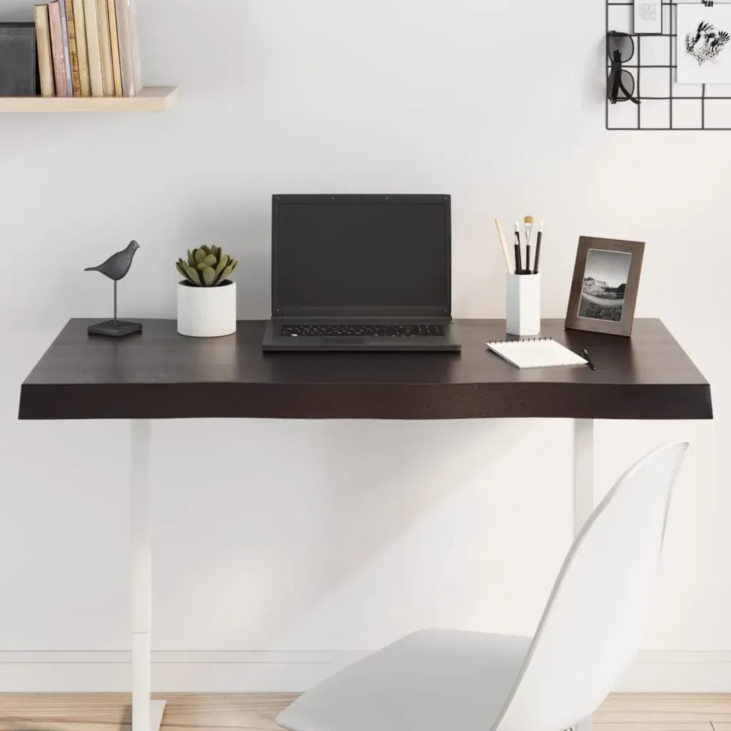 Table Top Dark Brown 100x60x(2-6) cm Treated Solid Wood Live Edge Table Top Dark Brown 100x60x(2-6) cm Treated Solid Wood Live Edge