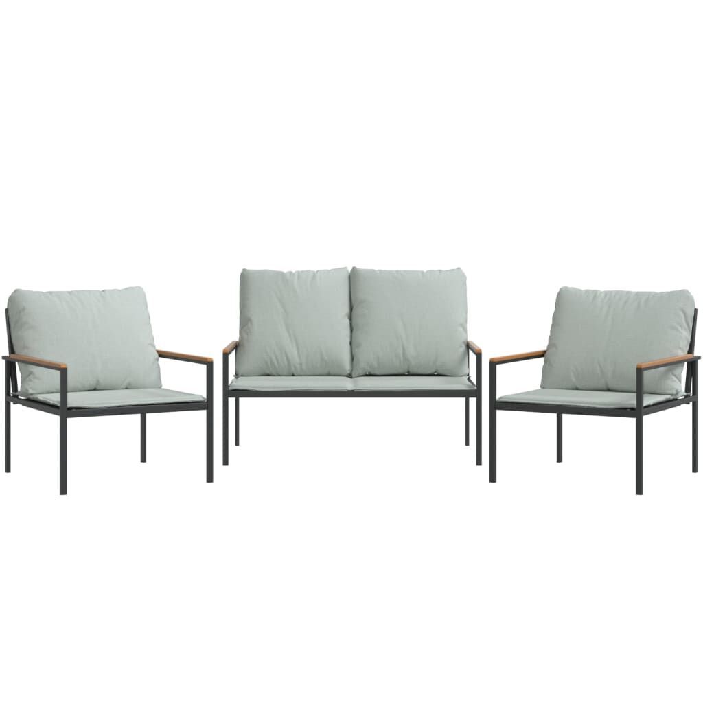3 Piece Garden Lounge Set with Cushions Anthracite Steel 3 Piece Garden Lounge Set with Cushions Anthracite Steel