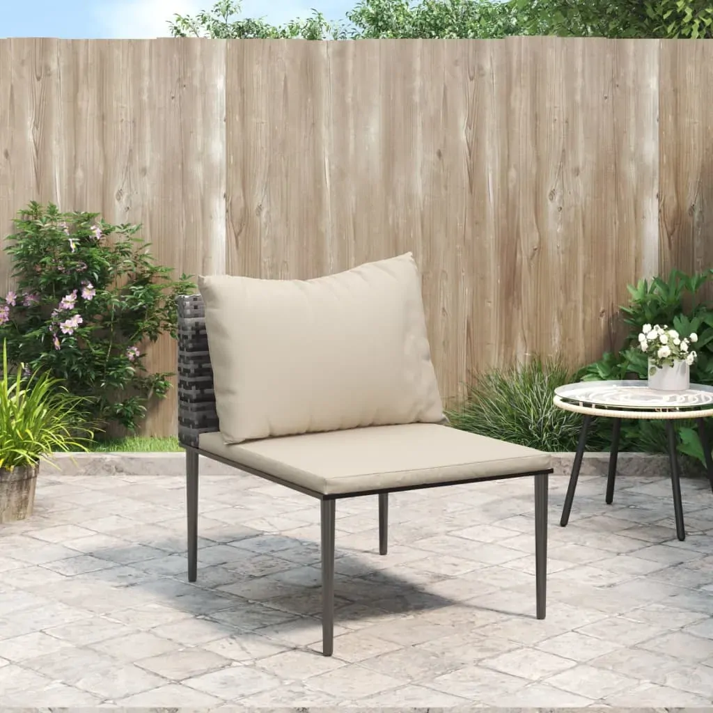 Garden Middle Sofa with Cushions Grey Poly Rattan Garden Middle Sofa with Cushions Grey Poly Rattan