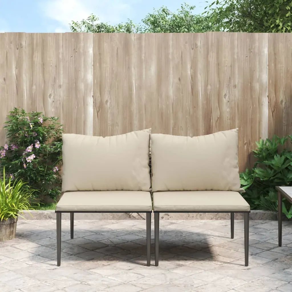 Garden Middle Sofas with Cushions 2 pcs Grey Poly Rattan Garden Middle Sofas with Cushions 2 pcs Grey Poly Rattan