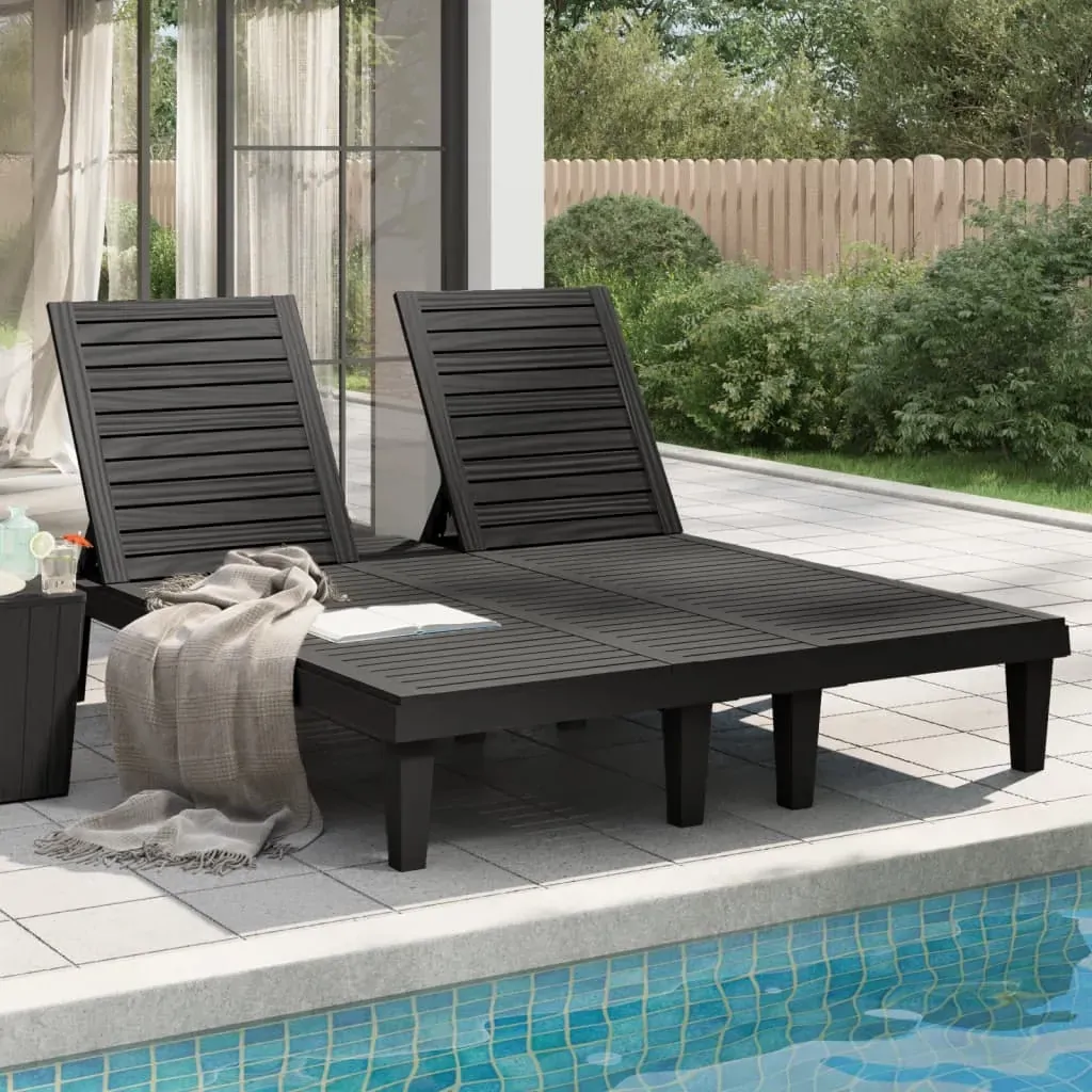 Double Sun Lounger Black 155x138x83 cm Polypropylene Double Sun Lounger Black 155x138x83 cm Polypropylene