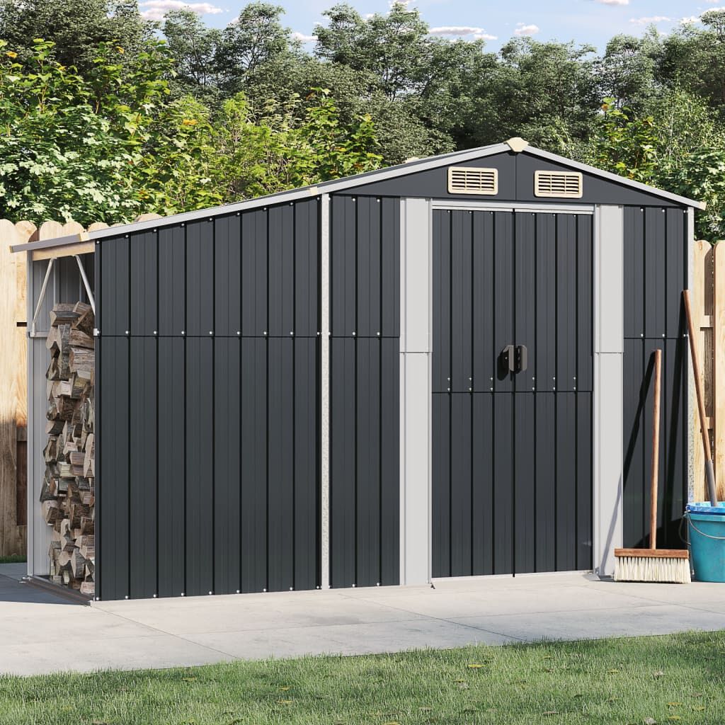 Garden Shed Anthracite 277x93x179 cm Galvanised Steel Garden Shed Anthracite 277x93x179 cm Galvanised Steel