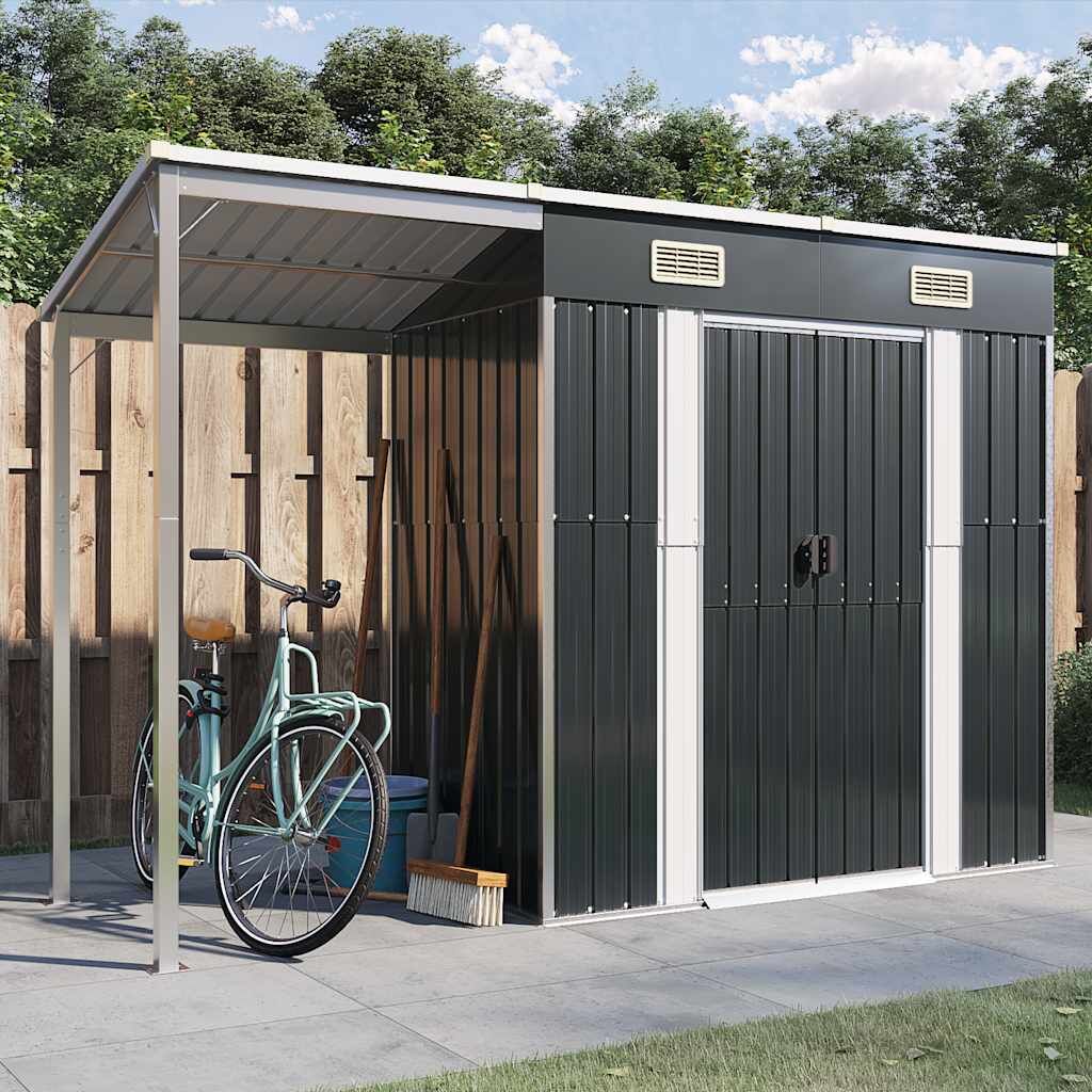 Garden Shed with Extended Roof Anthracite 277x110.5x181 cm Steel Garden Shed with Extended Roof Anthracite 277x110.5x181 cm Steel