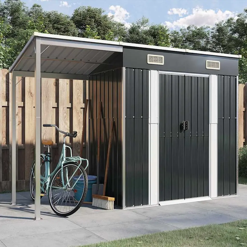 Garden Shed with Extended Roof Anthracite 277x107x181 cm Steel Garden Shed with Extended Roof Anthracite 277x107x181 cm Steel