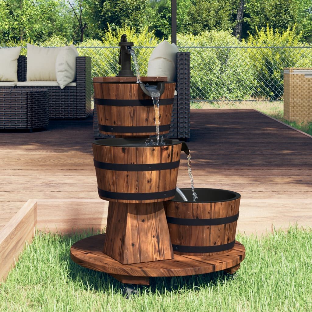 Wheeled Water Fountain with Pump 55x55x80 cm Solid Wood Fir Wheeled Water Fountain with Pump 55x55x80 cm Solid Wood Fir