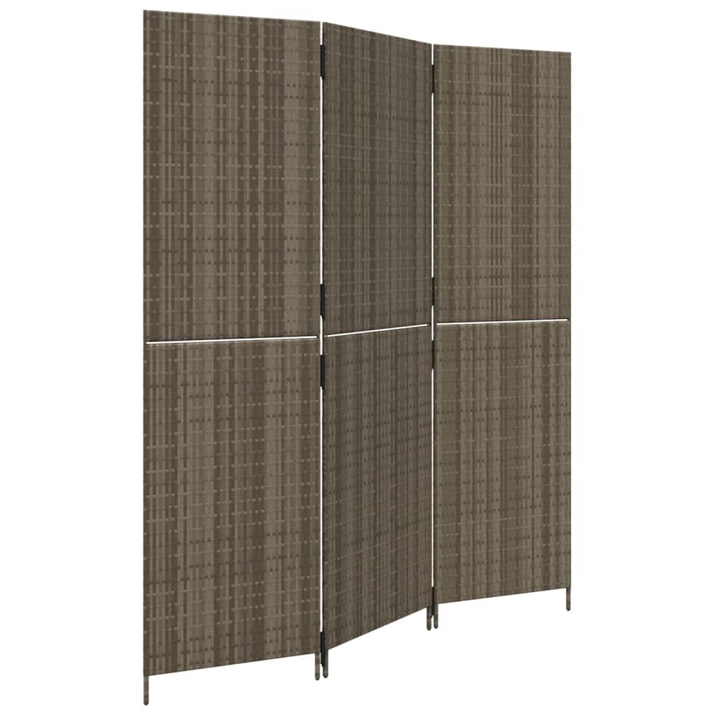 Room Divider 3 Panels Grey Poly Rattan Room Divider 3 Panels Grey Poly Rattan
