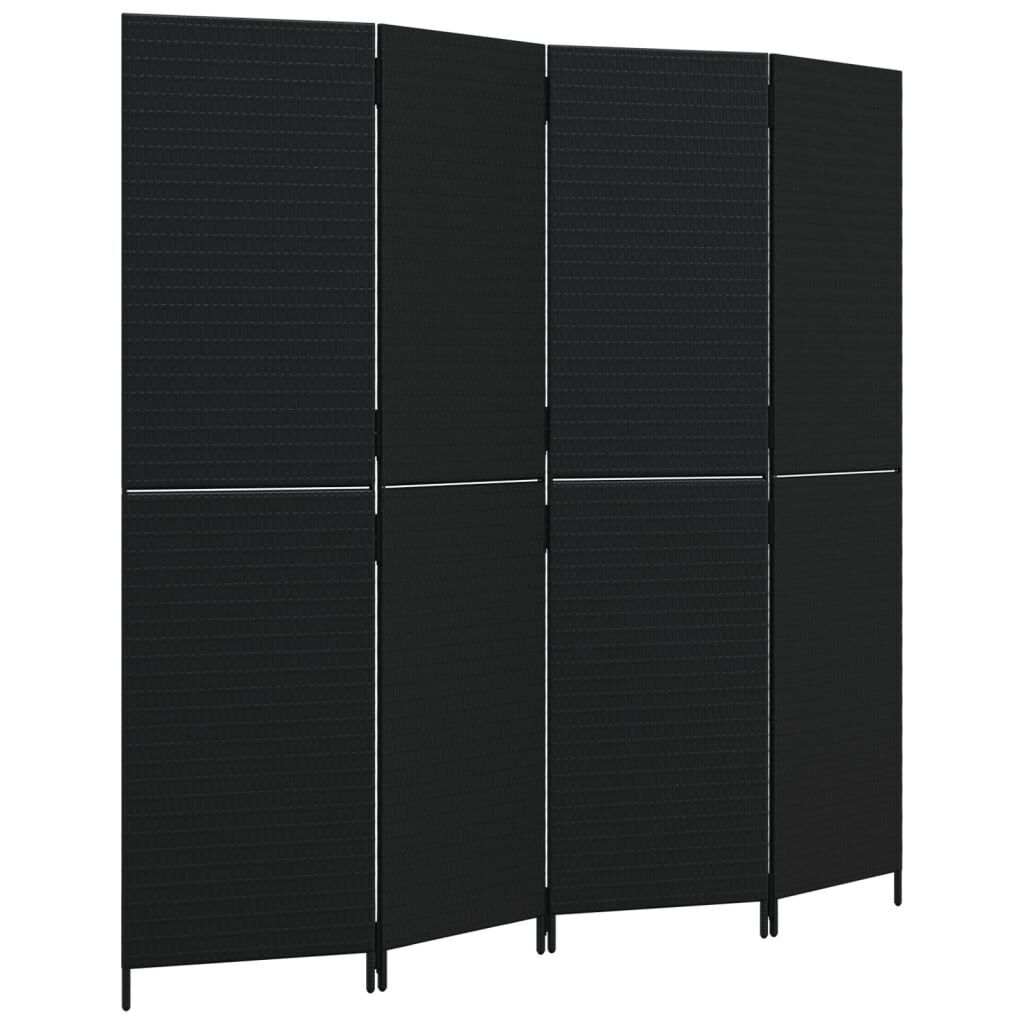 Room Divider 4 Panels Black Poly Rattan Room Divider 4 Panels Black Poly Rattan
