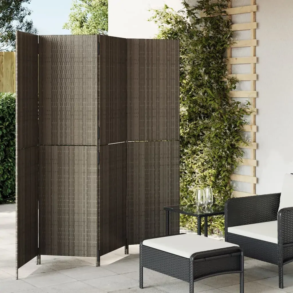 Room Divider 4 Panels Grey Poly Rattan Room Divider 4 Panels Grey Poly Rattan