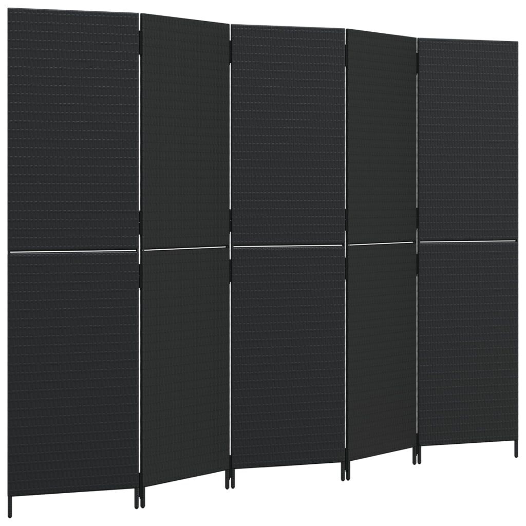 Room Divider 5 Panels Black Poly Rattan Room Divider 5 Panels Black Poly Rattan
