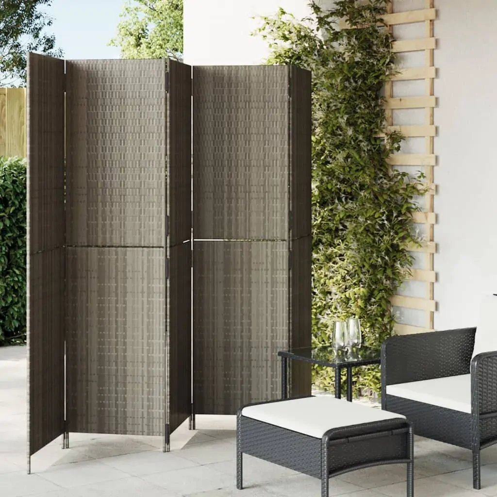 Room Divider 5 Panels Grey Poly Rattan Room Divider 5 Panels Grey Poly Rattan