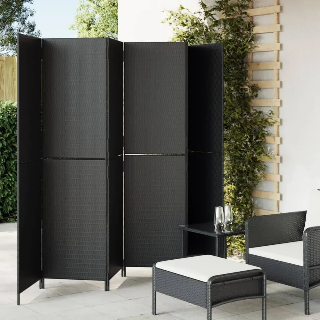 Room Divider 6 Panels Black Poly Rattan Room Divider 6 Panels Black Poly Rattan