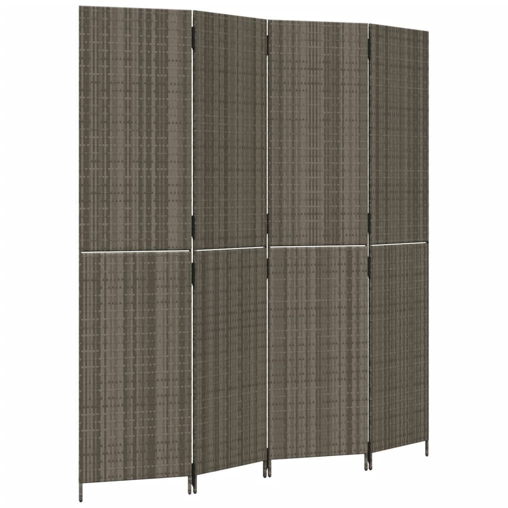 Room Divider 4 Panels Grey Poly Rattan Room Divider 4 Panels Grey Poly Rattan