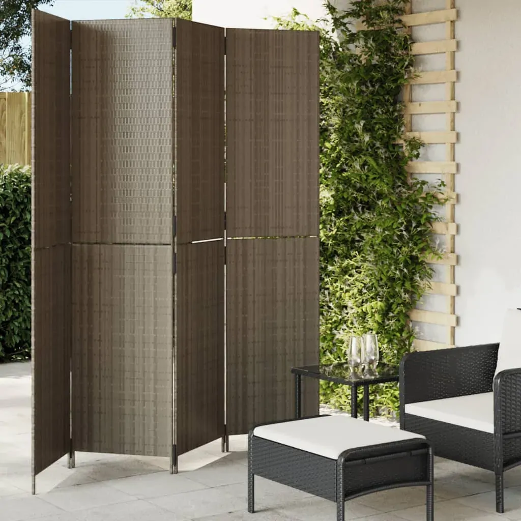 Room Divider 4 Panels Grey Poly Rattan Room Divider 4 Panels Grey Poly Rattan