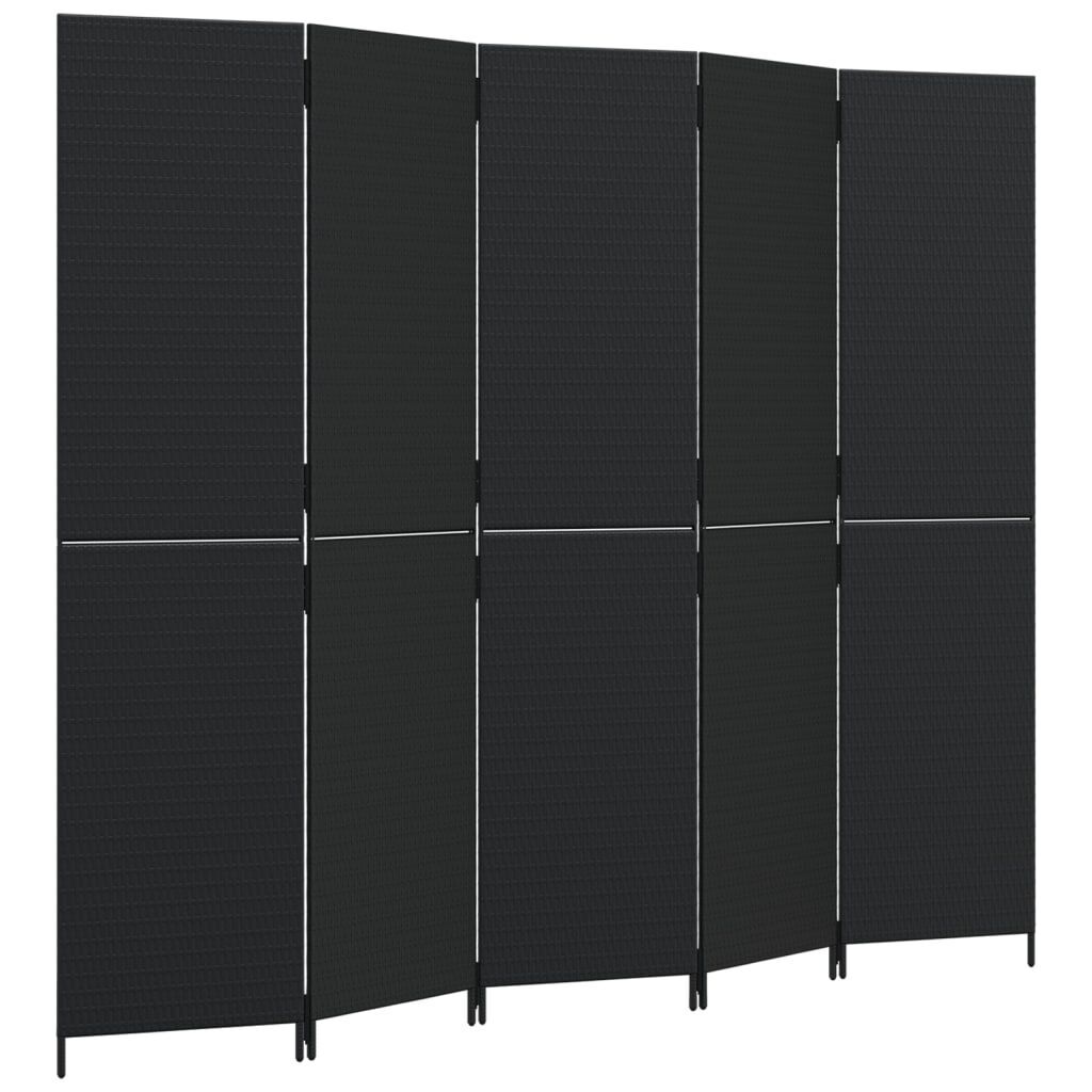 Room Divider 5 Panels Black Poly Rattan Room Divider 5 Panels Black Poly Rattan