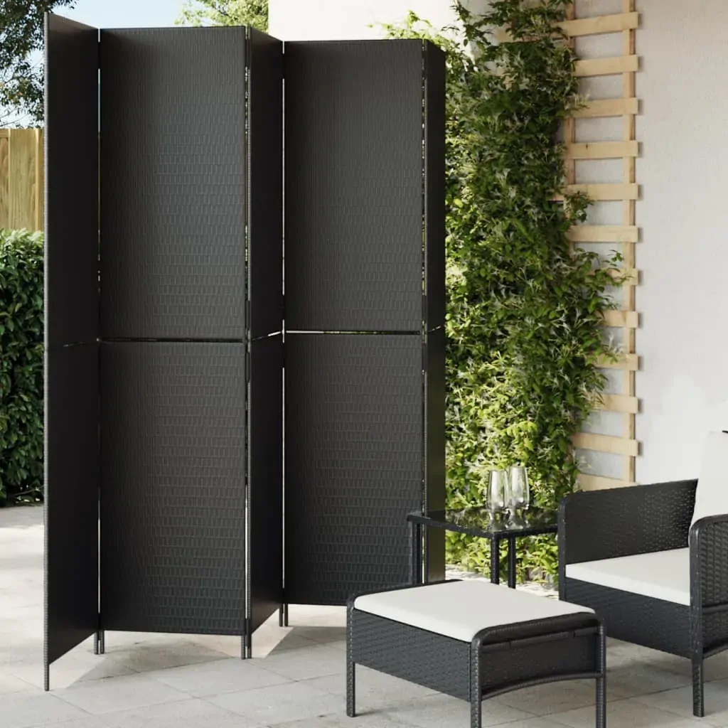Room Divider 5 Panels Black Poly Rattan Room Divider 5 Panels Black Poly Rattan