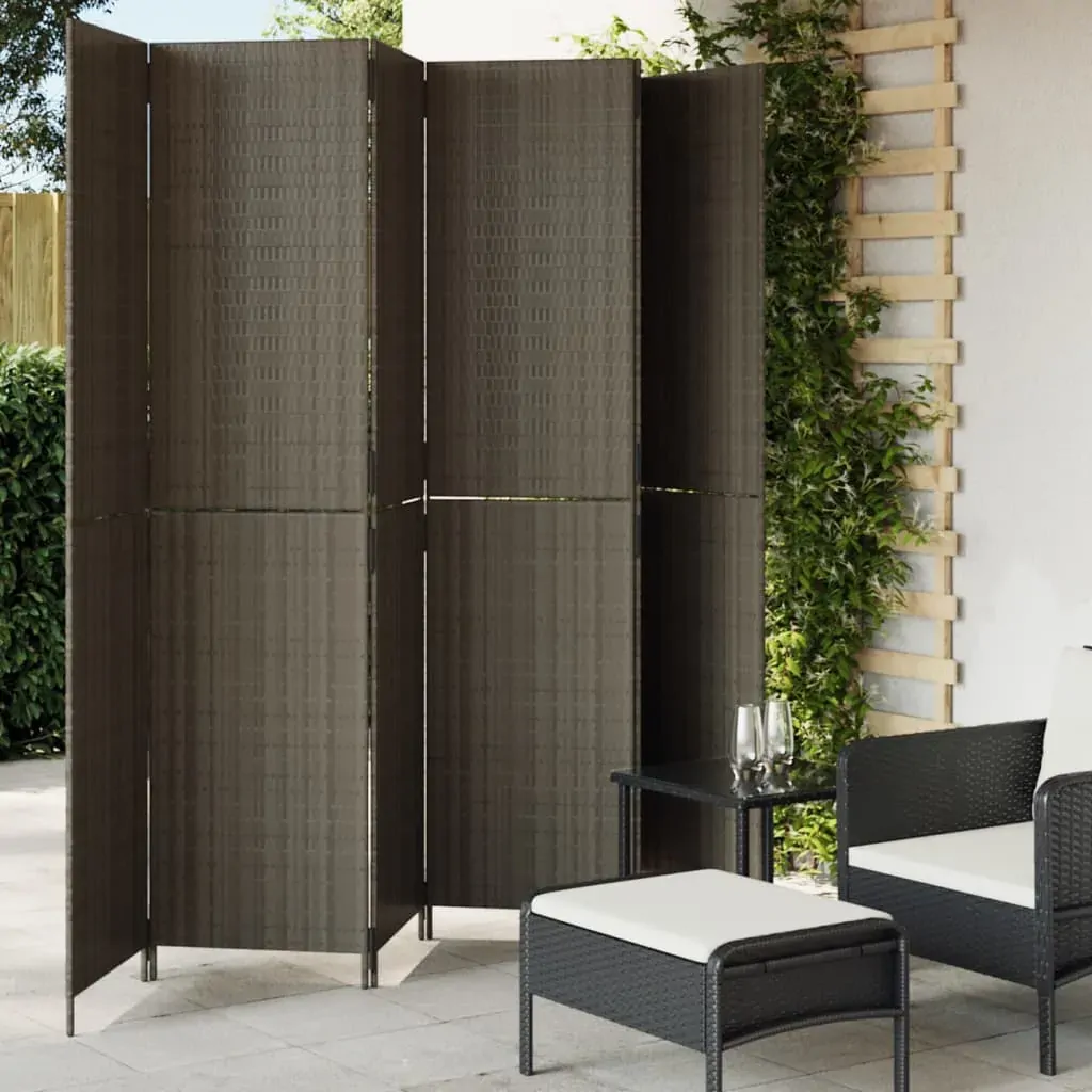 Room Divider 6 Panels Grey Poly Rattan Room Divider 6 Panels Grey Poly Rattan