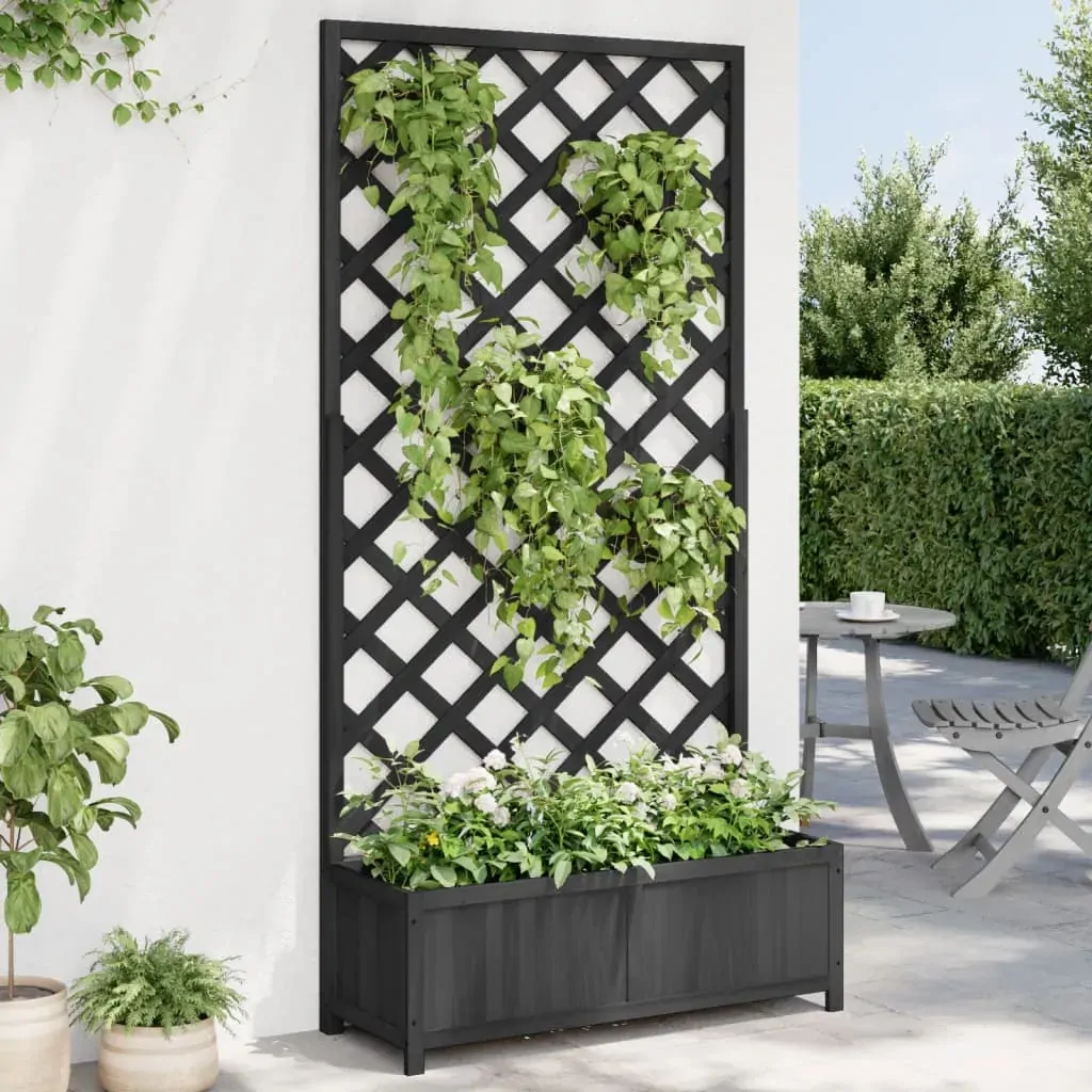 Planter with Trellis Black Solid Wood Fir Planter with Trellis Black Solid Wood Fir