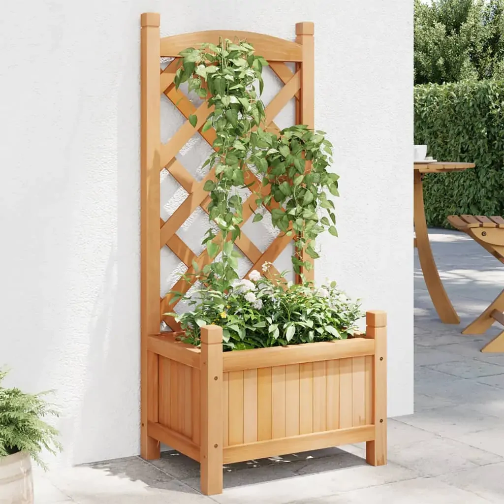 Planter with Trellis Brown Solid Wood Fir Planter with Trellis Brown Solid Wood Fir