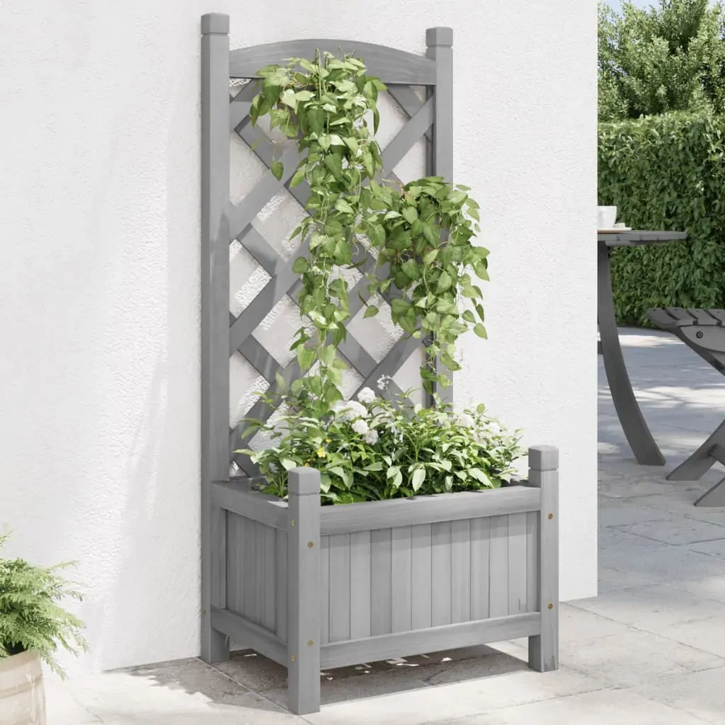 Planter with Trellis Grey Solid Wood Fir Planter with Trellis Grey Solid Wood Fir