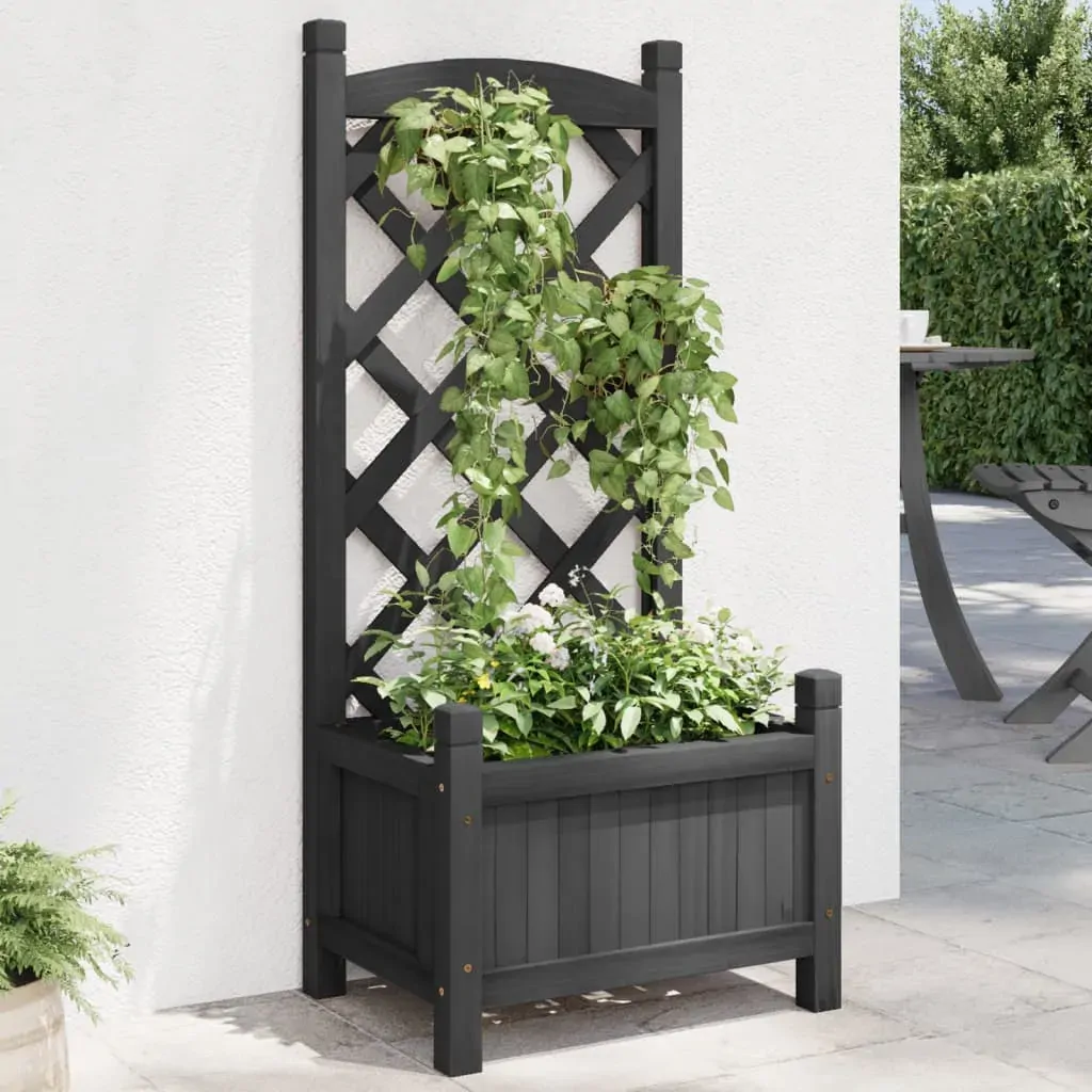 Planter with Trellis Black Solid Wood Fir Planter with Trellis Black Solid Wood Fir