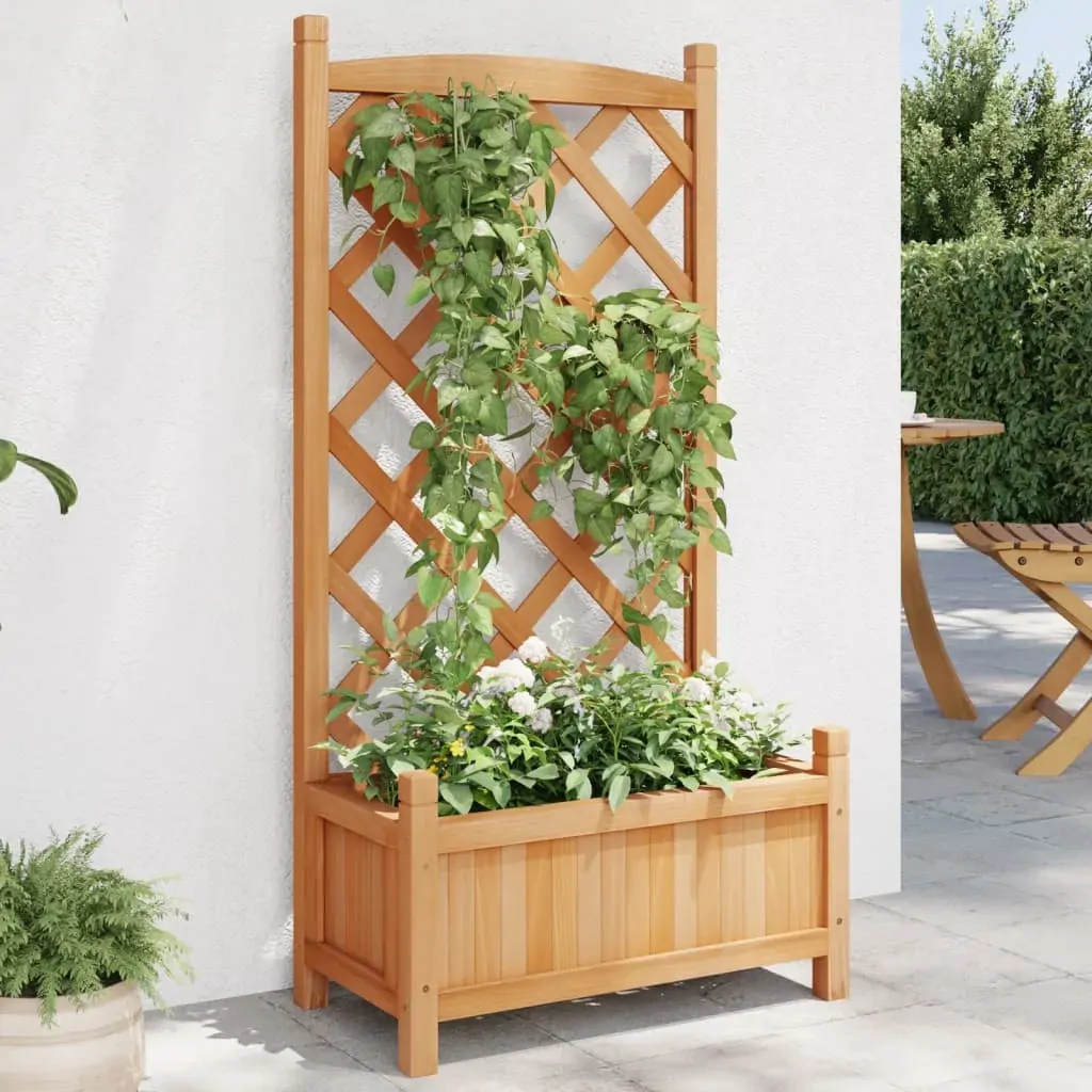 Planter with Trellis Brown Solid Wood Fir Planter with Trellis Brown Solid Wood Fir