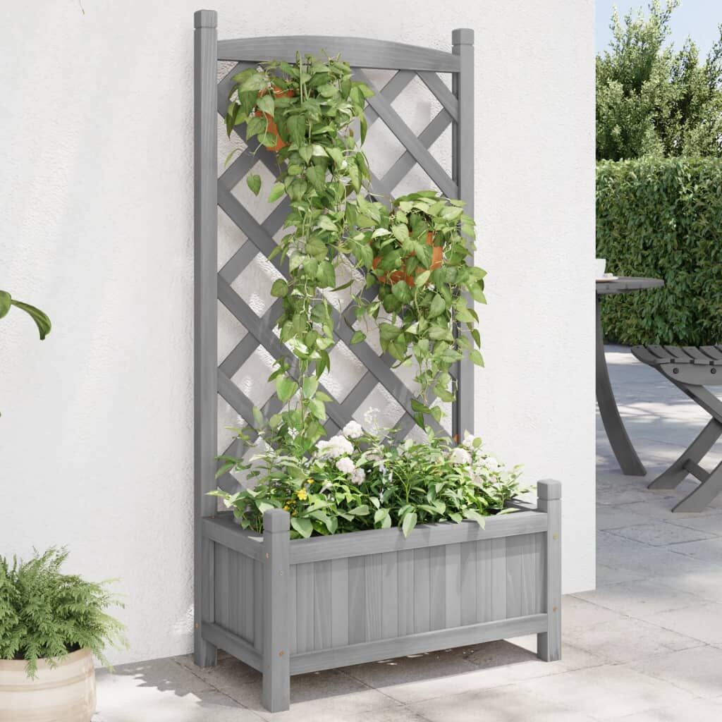 Planter with Trellis Grey Solid Wood Fir Planter with Trellis Grey Solid Wood Fir