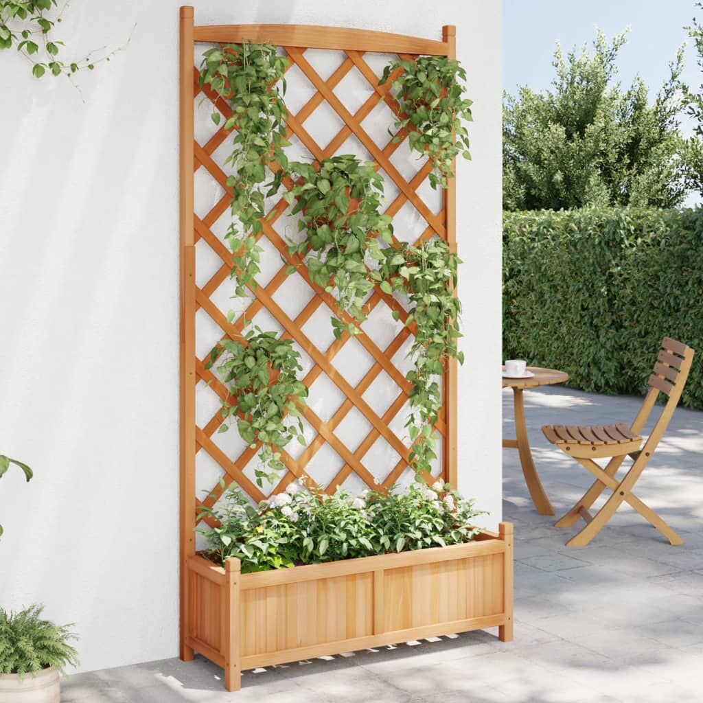 Planter with Trellis Brown Solid Wood Fir Planter with Trellis Brown Solid Wood Fir
