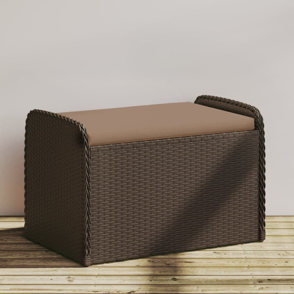 Storage Bench with Cushion Brown 80x51x52 cm Poly Rattan Storage Bench with Cushion Brown 80x51x52 cm Poly Rattan