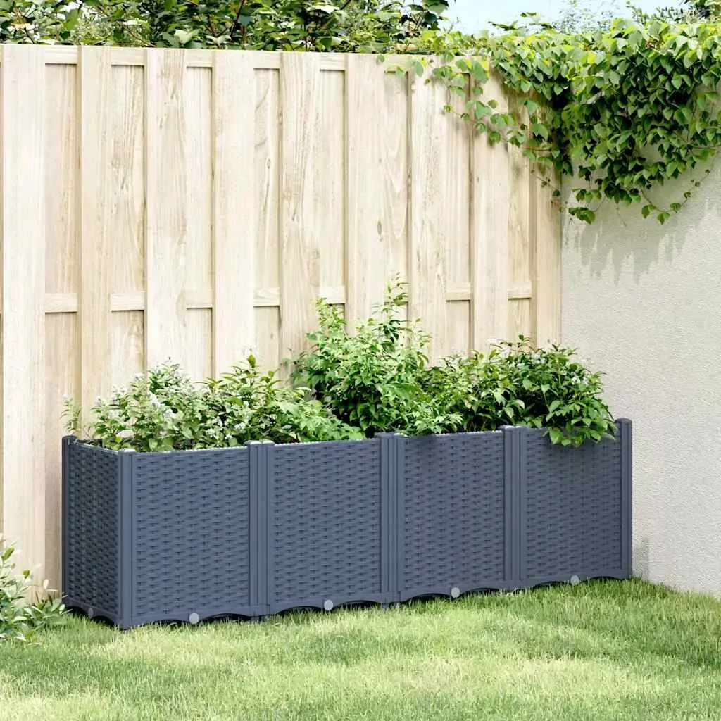 Garden Planter Blue Grey 160x40x53 cm PP Garden Planter Blue Grey 160x40x53 cm PP