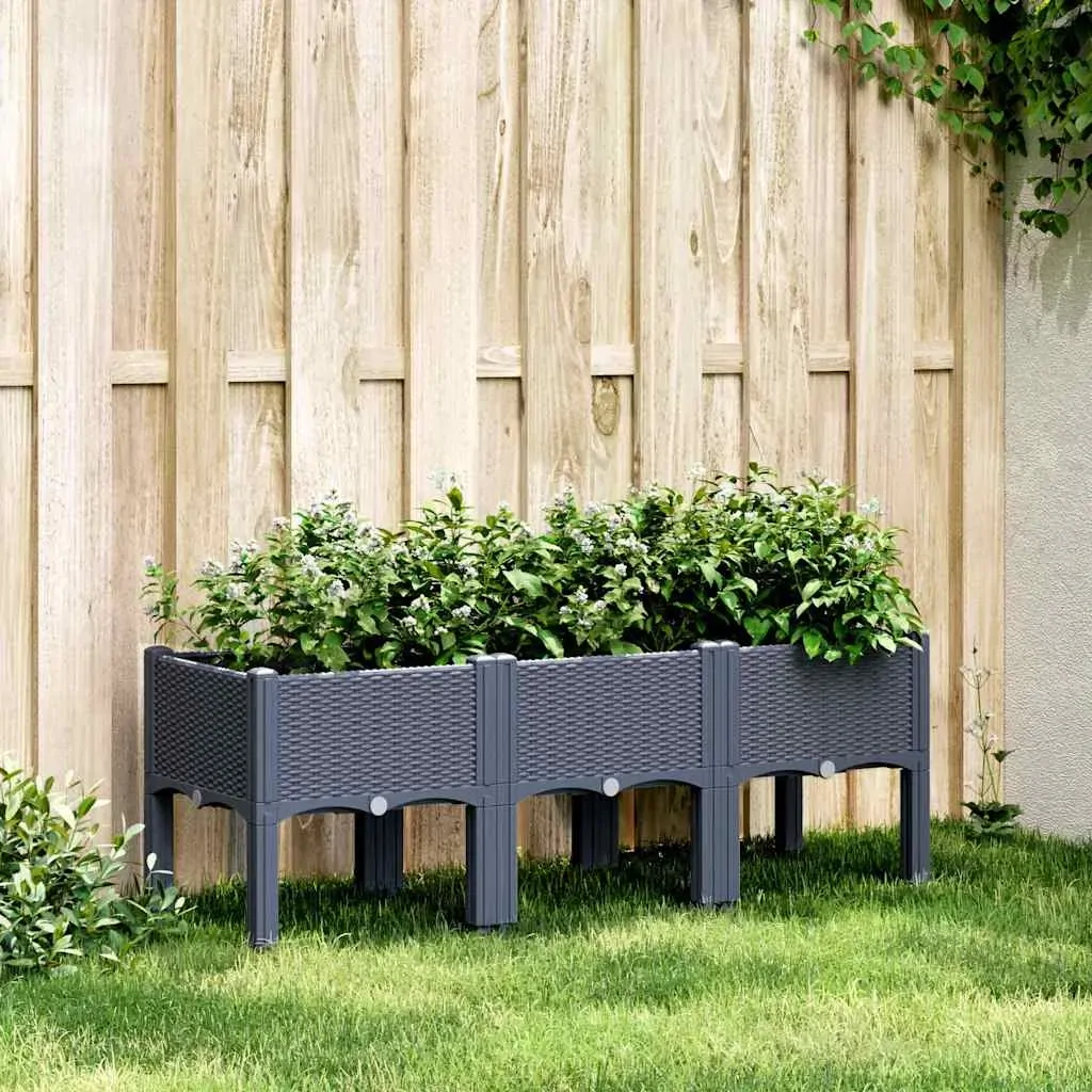 Garden Planter with Legs Blue Grey 120x40x42 cm PP Garden Planter with Legs Blue Grey 120x40x42 cm PP