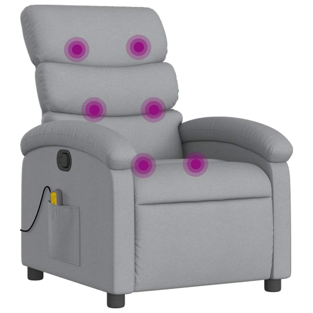 Massage Recliner Chair Light Grey Fabric Massage Recliner Chair Light Grey Fabric