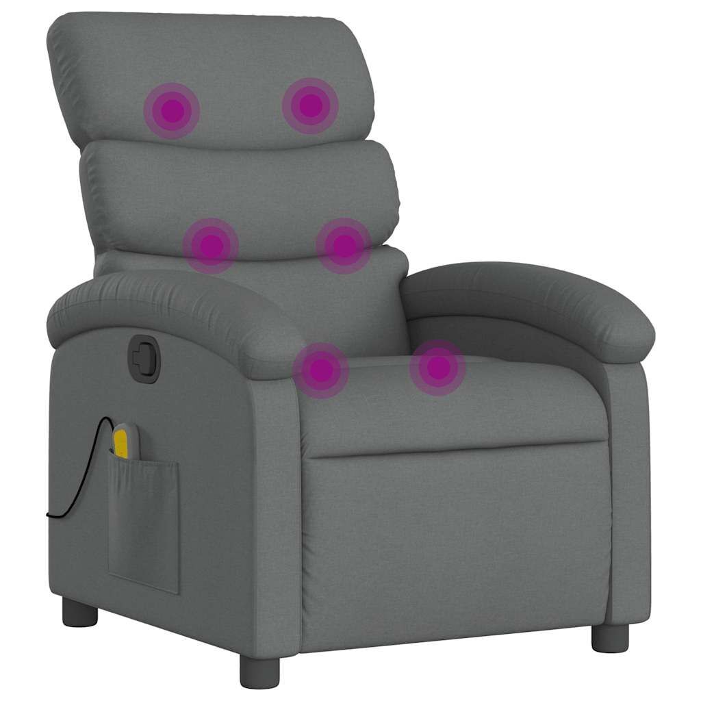 Massage Recliner Chair Dark Grey Fabric Massage Recliner Chair Dark Grey Fabric