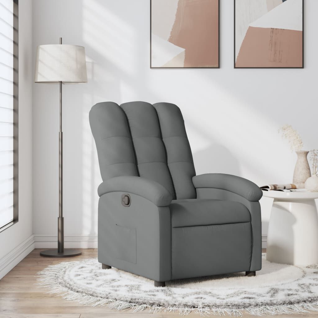Recliner Chair Dark Grey Fabric Recliner Chair Dark Grey Fabric
