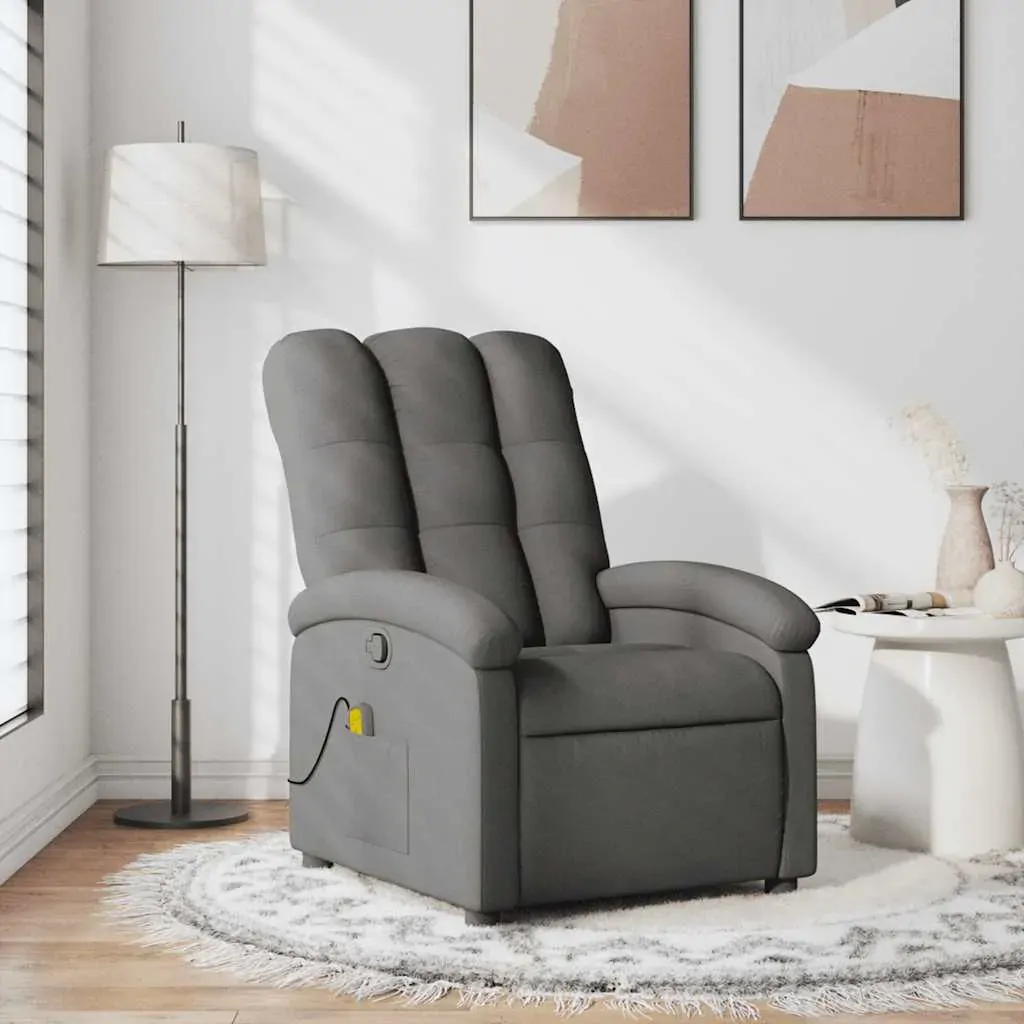 Massage Recliner Chair Dark Grey Fabric Massage Recliner Chair Dark Grey Fabric