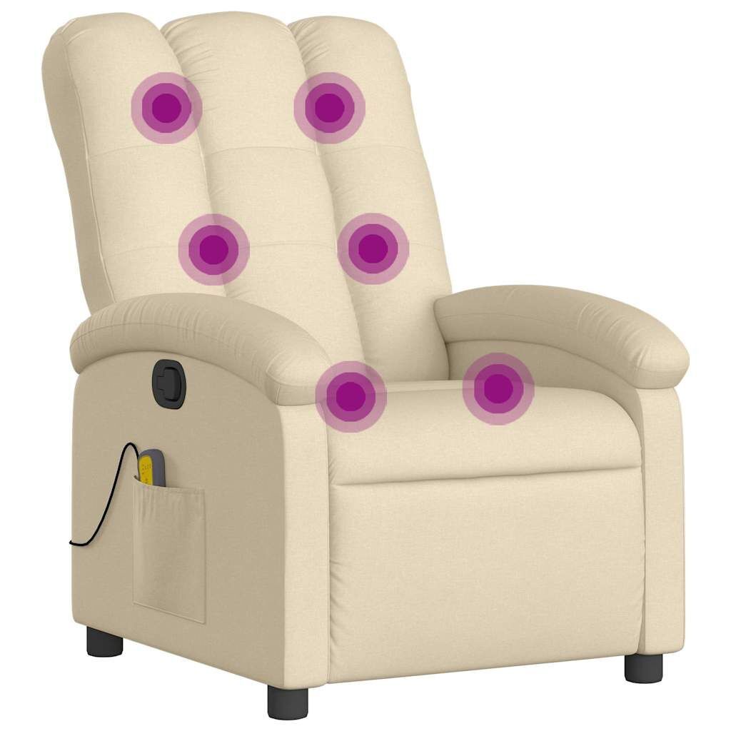 Massage Recliner Chair Cream Fabric Massage Recliner Chair Cream Fabric