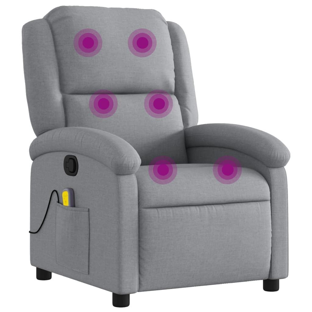 Massage Recliner Chair Light Grey Fabric Massage Recliner Chair Light Grey Fabric