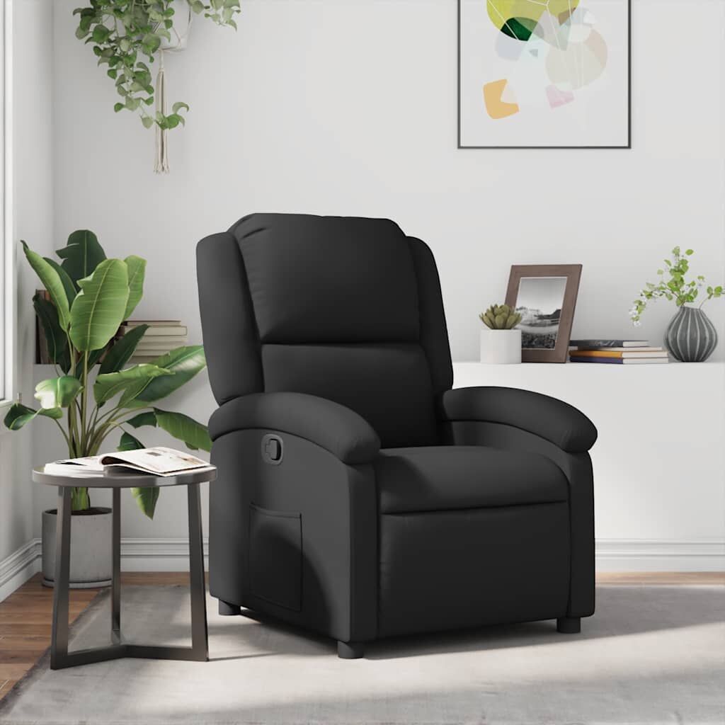 Recliner Chair Black Real Leather Recliner Chair Black Real Leather
