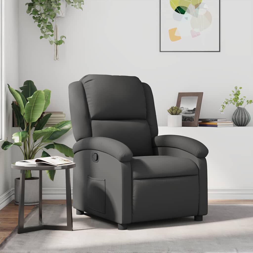 Recliner Chair Grey Real Leather Recliner Chair Grey Real Leather