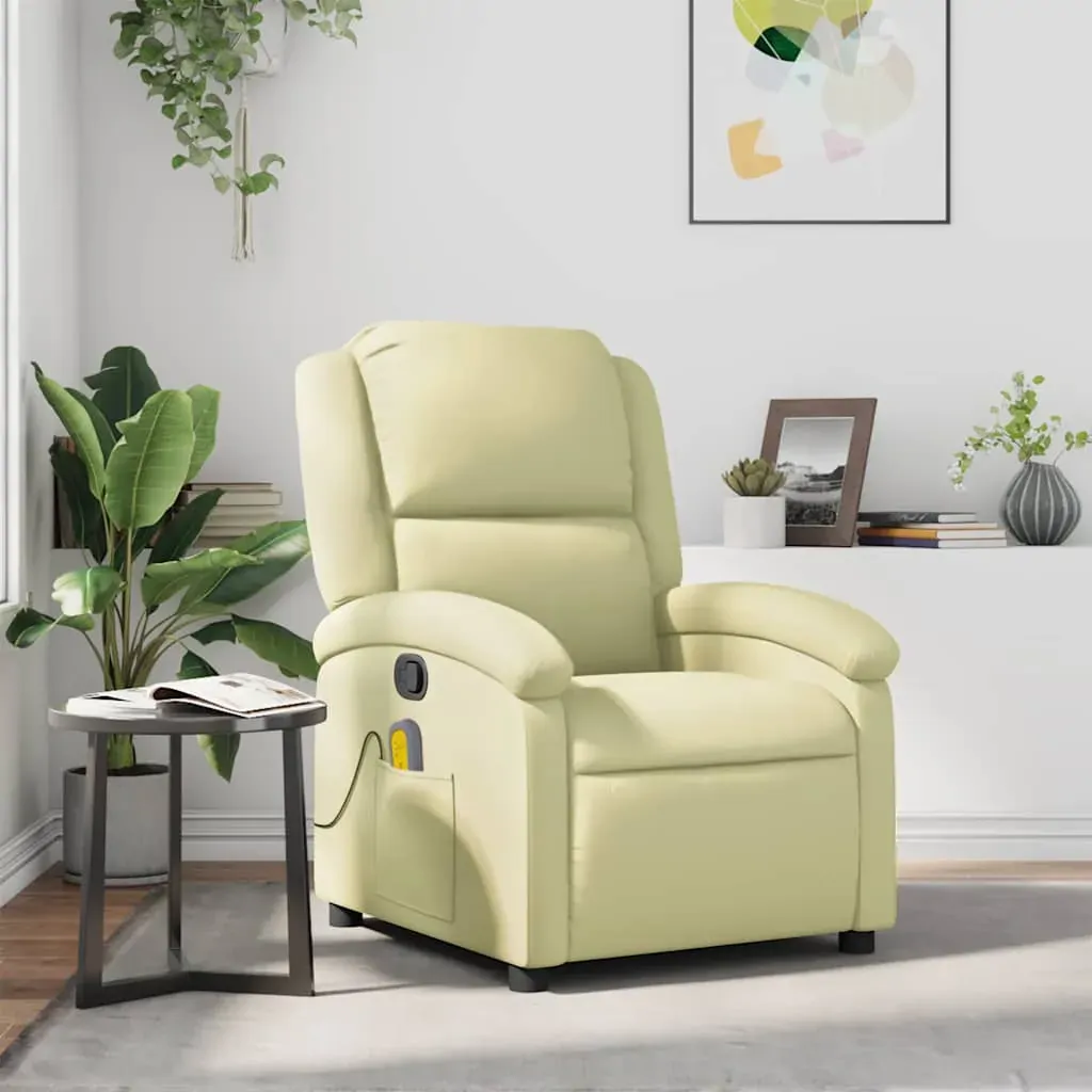 Massage Recliner Chair Cream Real Leather Massage Recliner Chair Cream Real Leather
