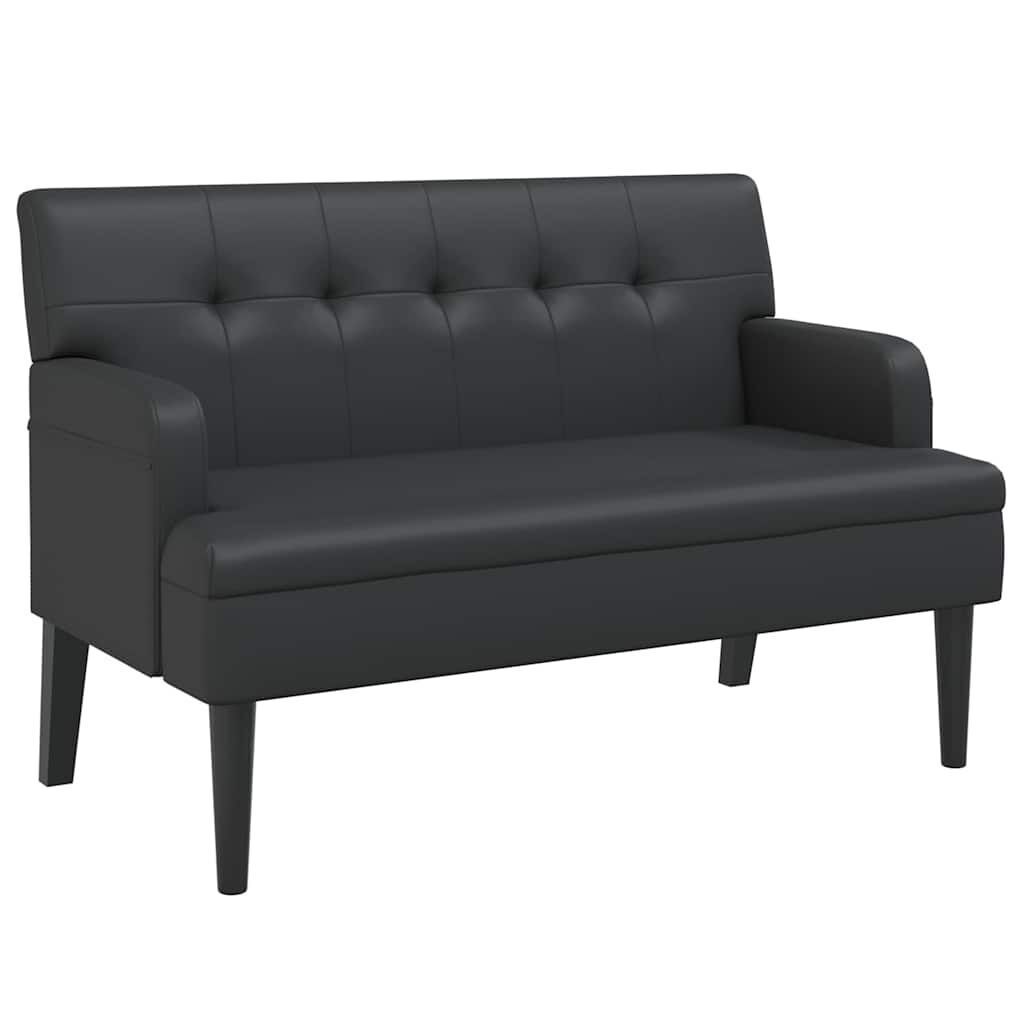 Bench with Backrest Black 112x65.5x75 cm Faux Leather Bench with Backrest Black 112x65.5x75 cm Faux Leather